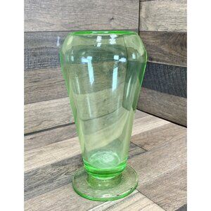 Vintage Tiffin Dahlia Uranium Glass Cone Vase 8.5 UV GLOW Very Heavy & Thick